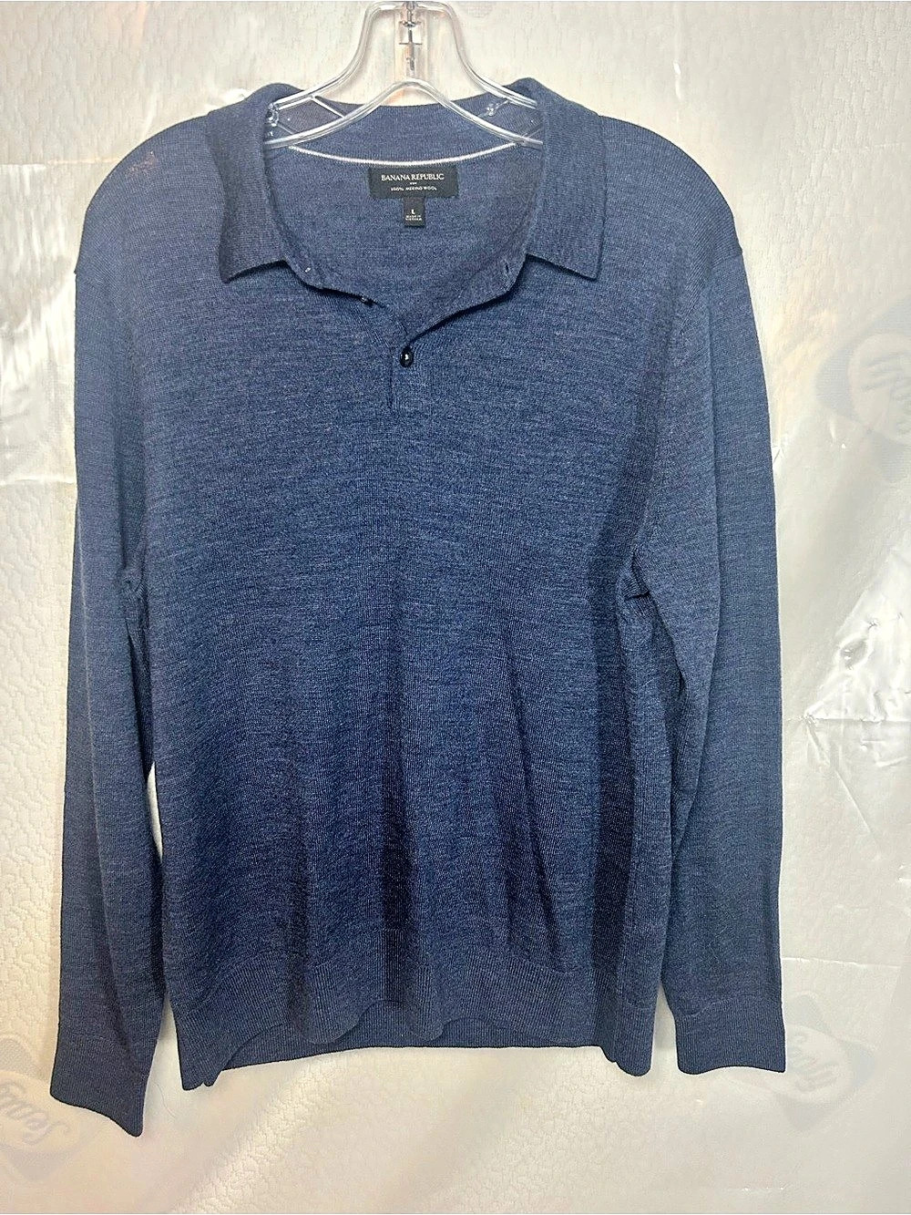 Banana Republic Wool Polo Sweater in Blue Large Like New